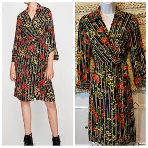 Zara Wrap Dress Floral with Collar & Sleeves